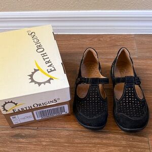 Earth Origins Black Flats with Cutout Design